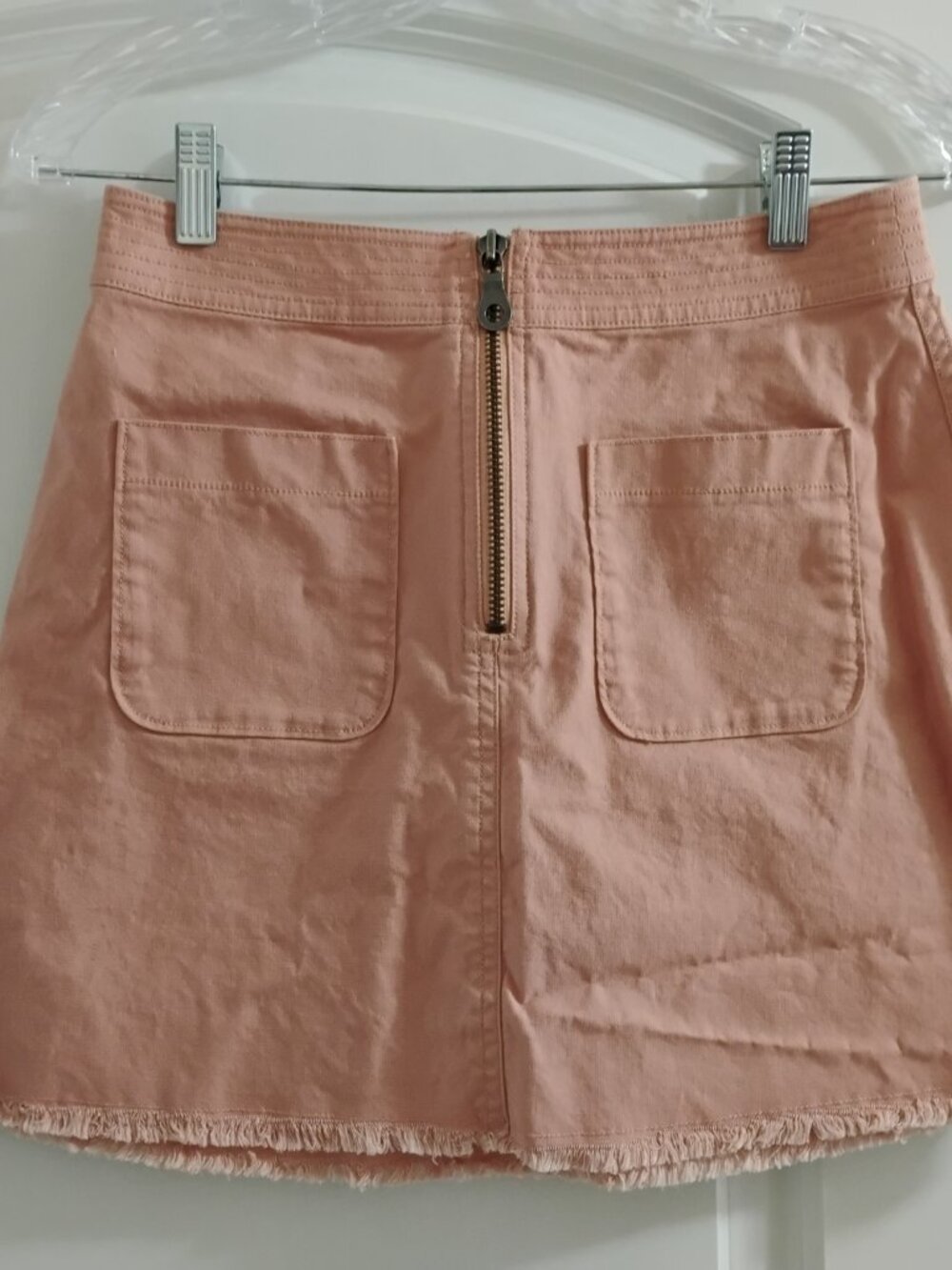 Madewell Peachy Coral Mini Skirt | Frayed Hem | Casual Chic